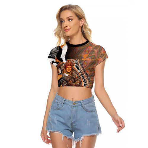 Personalised Greater Western Sydney Giants Raglan Cropped T Shirt Trippy Psychedelic Abstract Art Mascot Football Fans