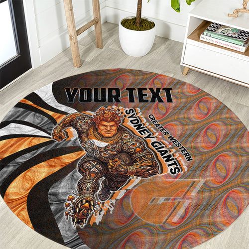 Personalised Greater Western Sydney Giants Round Carpet Trippy Psychedelic Abstract Art Mascot Football Fans
