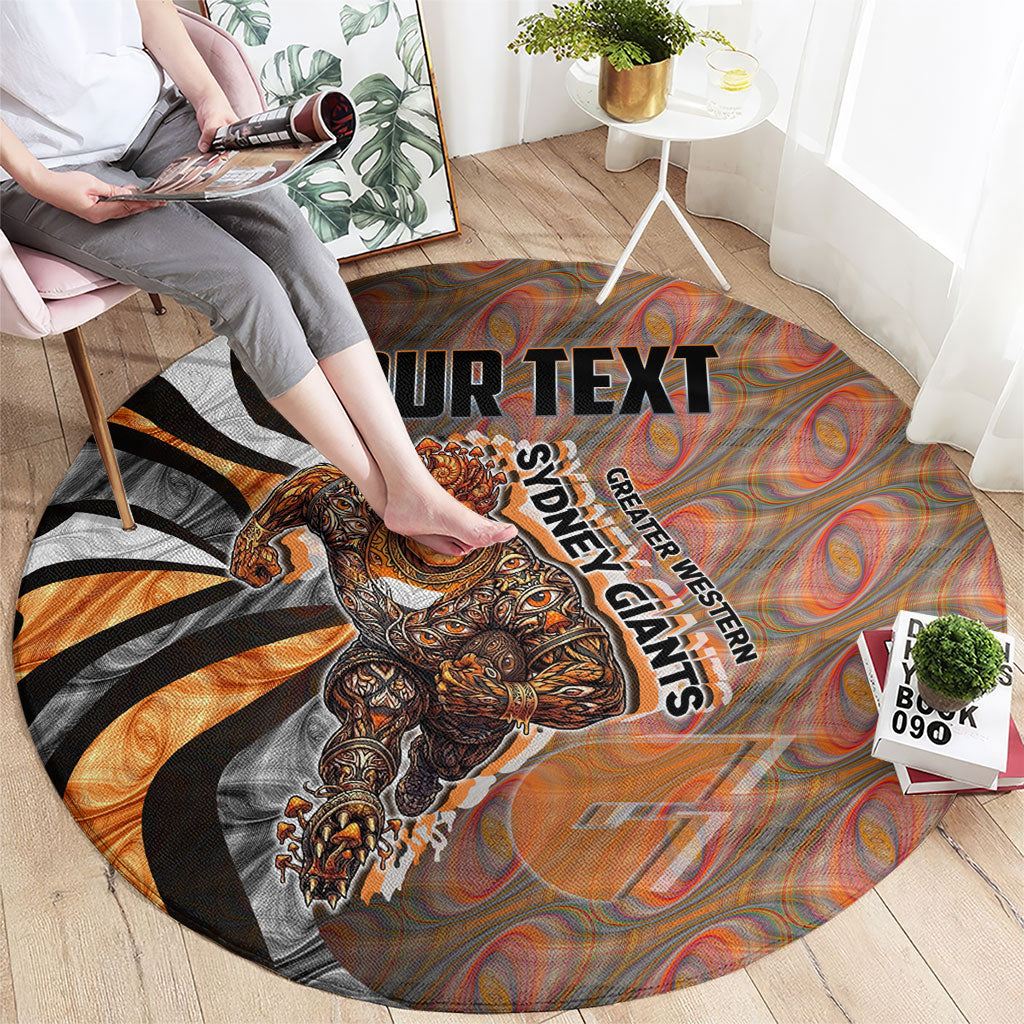 Personalised Greater Western Sydney Giants Round Carpet Trippy Psychedelic Abstract Art Mascot Football Fans