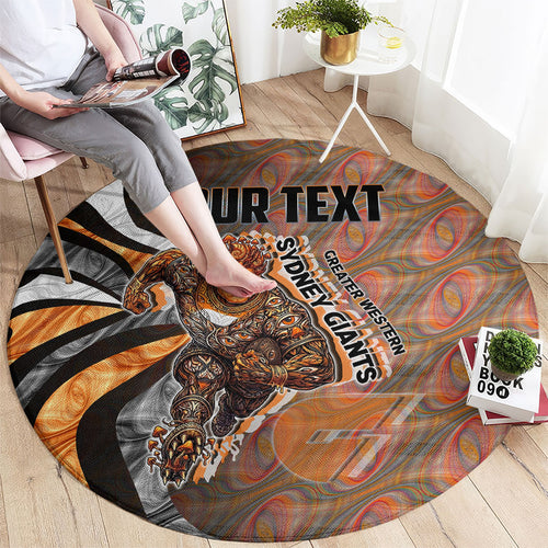 Personalised Greater Western Sydney Giants Round Carpet Trippy Psychedelic Abstract Art Mascot Football Fans