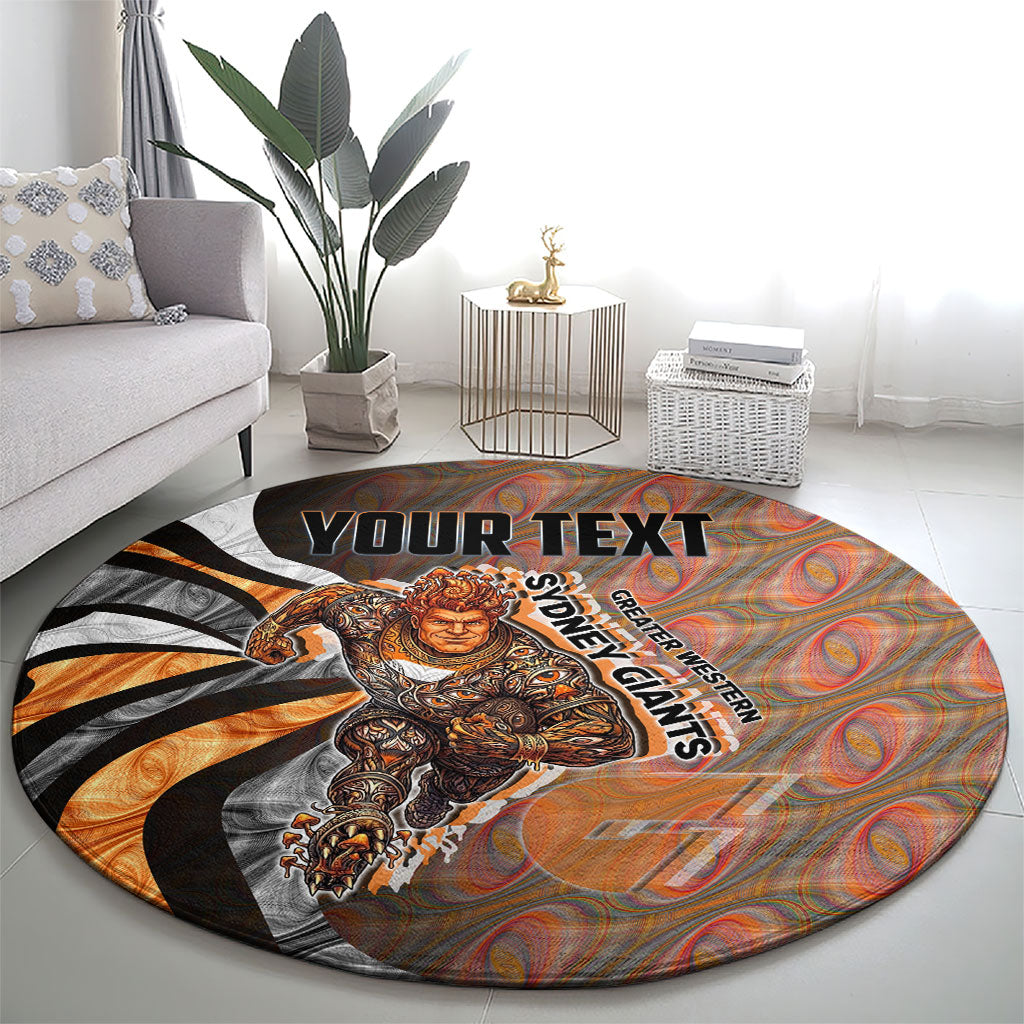 Personalised Greater Western Sydney Giants Round Carpet Trippy Psychedelic Abstract Art Mascot Football Fans
