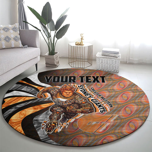 Personalised Greater Western Sydney Giants Round Carpet Trippy Psychedelic Abstract Art Mascot Football Fans