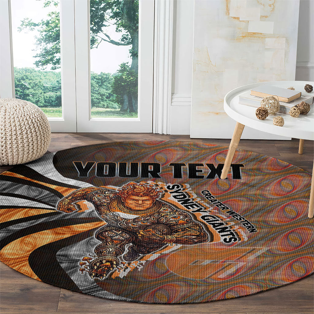Personalised Greater Western Sydney Giants Round Carpet Trippy Psychedelic Abstract Art Mascot Football Fans