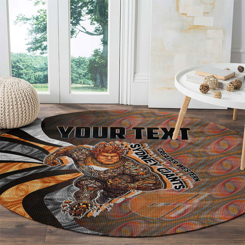 Personalised Greater Western Sydney Giants Round Carpet Trippy Psychedelic Abstract Art Mascot Football Fans
