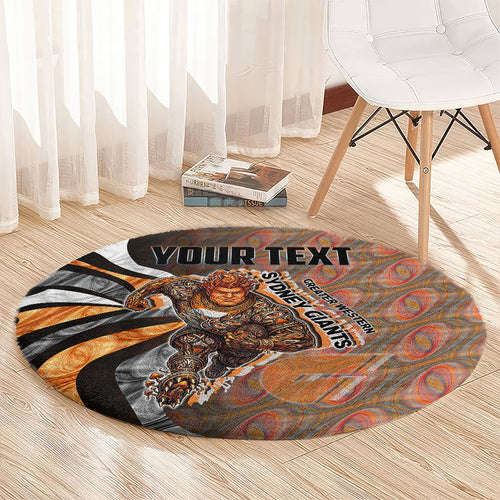 Personalised Greater Western Sydney Giants Round Carpet Trippy Psychedelic Abstract Art Mascot Football Fans