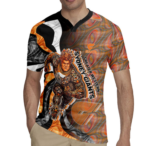 Personalised Greater Western Sydney Giants Rugby Jersey Trippy Psychedelic Abstract Art Mascot Football Fans