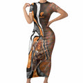 Personalised Greater Western Sydney Giants Short Sleeve Bodycon Dress Trippy Psychedelic Abstract Art Mascot Football Fans