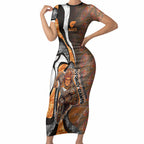 Personalised Greater Western Sydney Giants Short Sleeve Bodycon Dress Trippy Psychedelic Abstract Art Mascot Football Fans