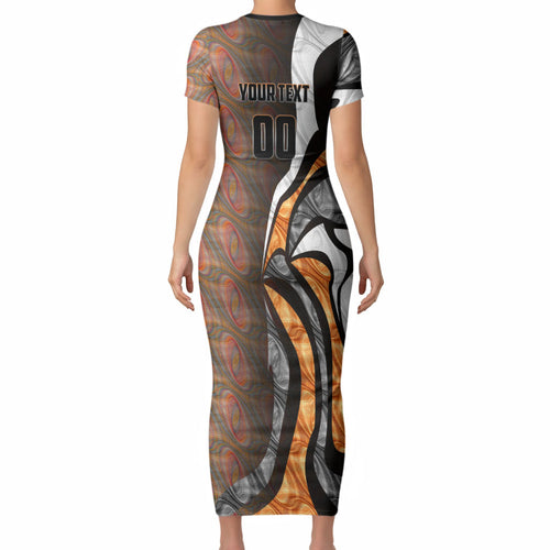 Personalised Greater Western Sydney Giants Short Sleeve Bodycon Dress Trippy Psychedelic Abstract Art Mascot Football Fans