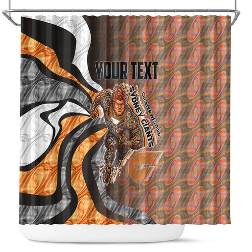 Personalised Greater Western Sydney Giants Shower Curtain Trippy Psychedelic Abstract Art Mascot Football Fans