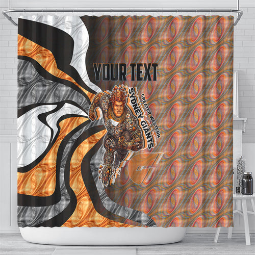 Personalised Greater Western Sydney Giants Shower Curtain Trippy Psychedelic Abstract Art Mascot Football Fans