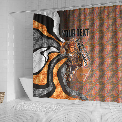 Personalised Greater Western Sydney Giants Shower Curtain Trippy Psychedelic Abstract Art Mascot Football Fans