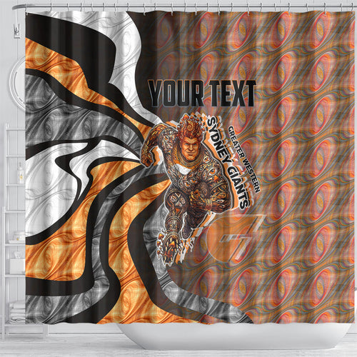 Personalised Greater Western Sydney Giants Shower Curtain Trippy Psychedelic Abstract Art Mascot Football Fans