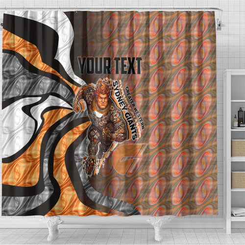 Personalised Greater Western Sydney Giants Shower Curtain Trippy Psychedelic Abstract Art Mascot Football Fans