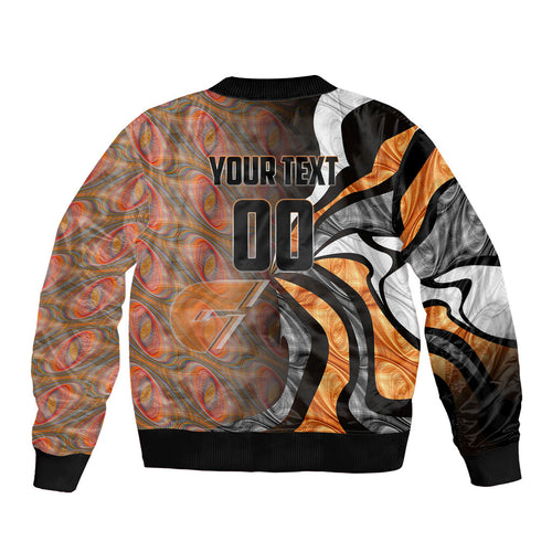 Personalised Greater Western Sydney Giants Sleeve Zip Bomber Jacket Trippy Psychedelic Abstract Art Mascot Football Fans