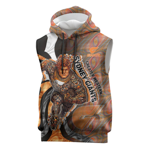 Personalised Greater Western Sydney Giants Sleeveless Hoodie Trippy Psychedelic Abstract Art Mascot Football Fans