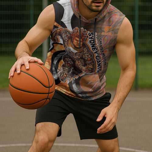 Personalised Greater Western Sydney Giants Sleeveless Hoodie Trippy Psychedelic Abstract Art Mascot Football Fans