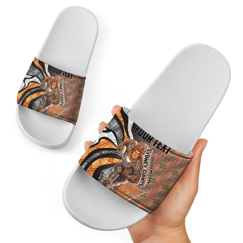 Personalised Greater Western Sydney Giants Slide Sandals Trippy Psychedelic Abstract Art Mascot Football Fans