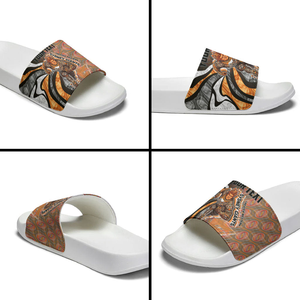 Personalised Greater Western Sydney Giants Slide Sandals Trippy Psychedelic Abstract Art Mascot Football Fans