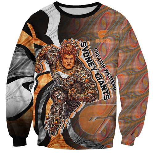 Personalised Greater Western Sydney Giants Sweatshirt Trippy Psychedelic Abstract Art Mascot Football Fans