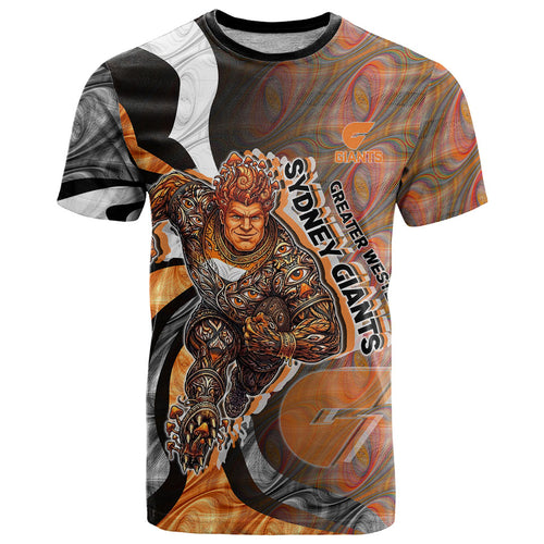 Personalised Greater Western Sydney Giants T Shirt Trippy Psychedelic Abstract Art Mascot Football Fans