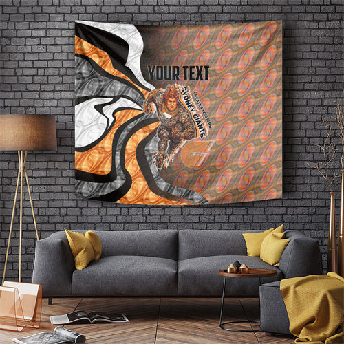 Personalised Greater Western Sydney Giants Tapestry Trippy Psychedelic Abstract Art Mascot Football Fans