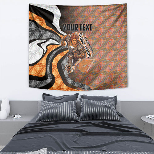 Personalised Greater Western Sydney Giants Tapestry Trippy Psychedelic Abstract Art Mascot Football Fans