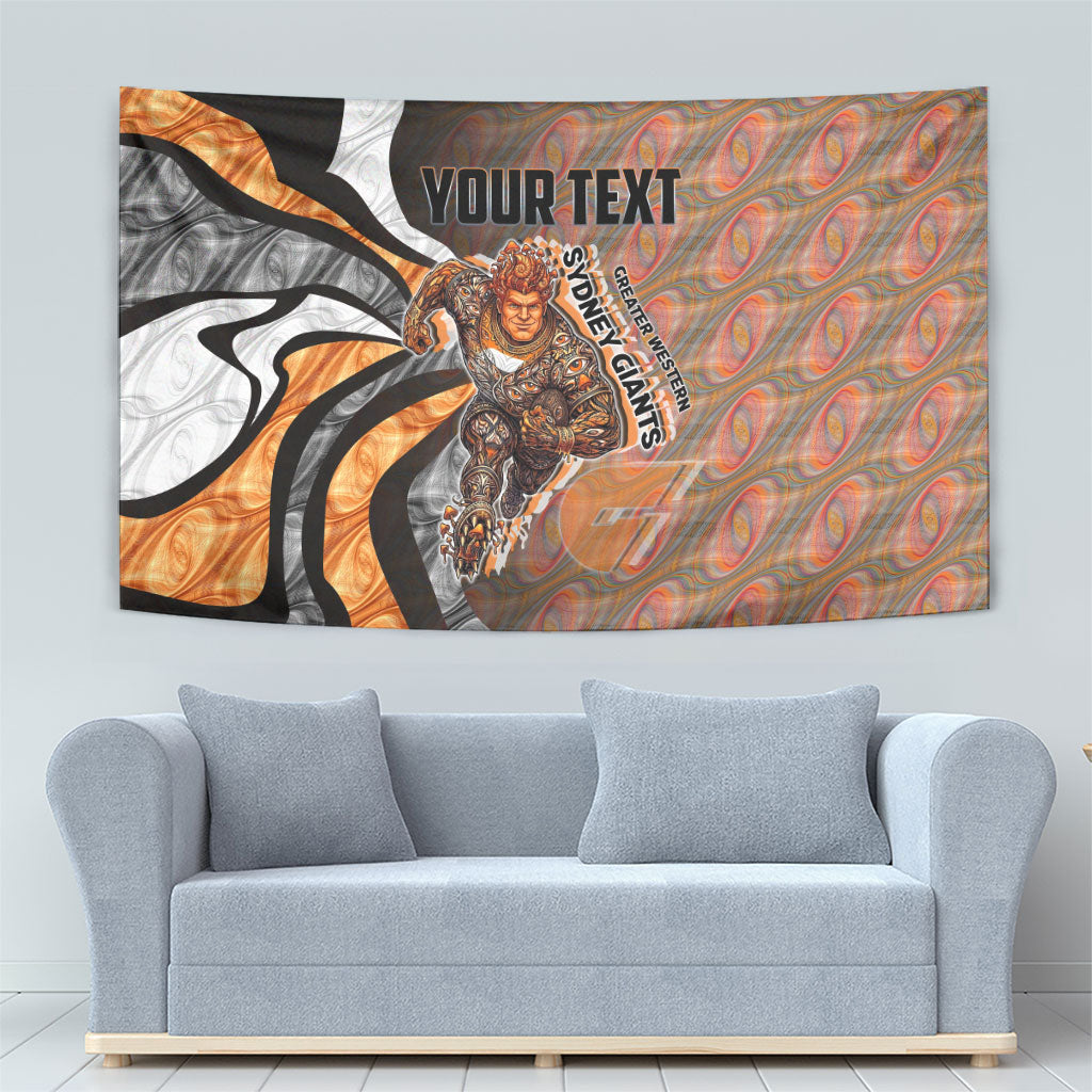 Personalised Greater Western Sydney Giants Tapestry Trippy Psychedelic Abstract Art Mascot Football Fans