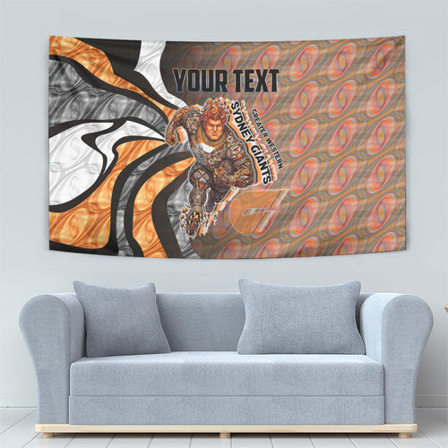Personalised Greater Western Sydney Giants Tapestry Trippy Psychedelic Abstract Art Mascot Football Fans