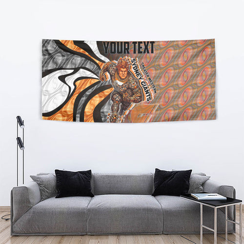 Personalised Greater Western Sydney Giants Tapestry Trippy Psychedelic Abstract Art Mascot Football Fans