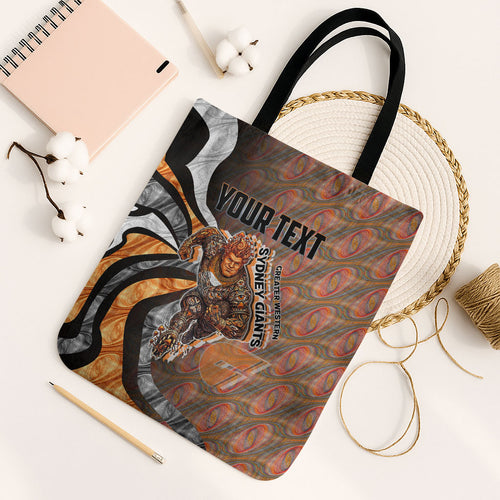 Personalised Greater Western Sydney Giants Tote Bag Trippy Psychedelic Abstract Art Mascot Football Fans