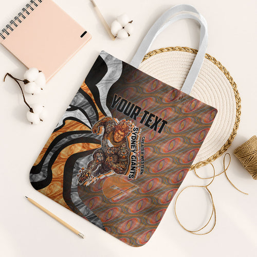 Personalised Greater Western Sydney Giants Tote Bag Trippy Psychedelic Abstract Art Mascot Football Fans