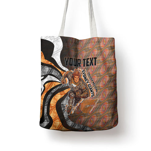 Personalised Greater Western Sydney Giants Tote Bag Trippy Psychedelic Abstract Art Mascot Football Fans