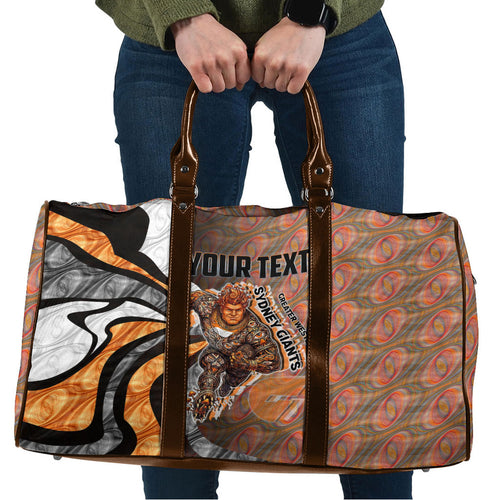 Personalised Greater Western Sydney Giants Travel Bag Trippy Psychedelic Abstract Art Mascot Football Fans