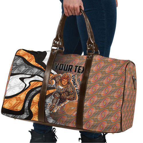 Personalised Greater Western Sydney Giants Travel Bag Trippy Psychedelic Abstract Art Mascot Football Fans