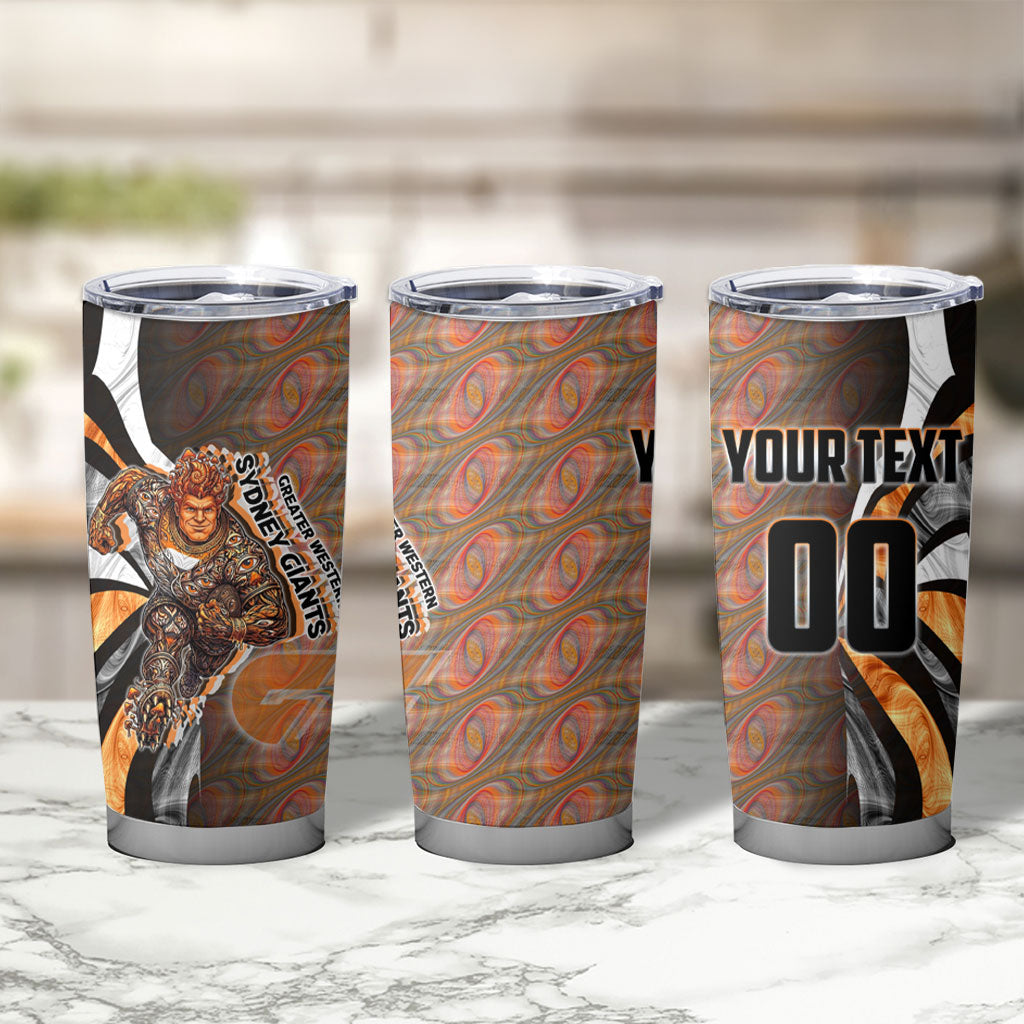 Personalised Greater Western Sydney Giants Tumbler Cup Trippy Psychedelic Abstract Art Mascot Football Fans