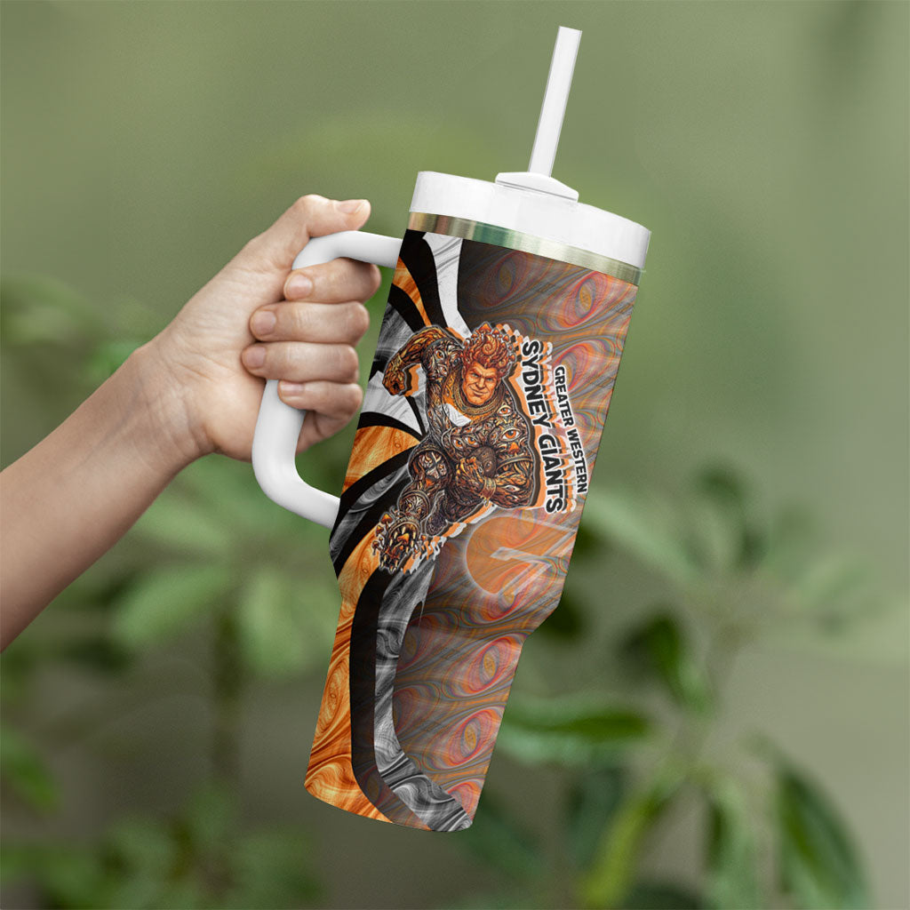 Personalised Greater Western Sydney Giants Tumbler With Handle Trippy Psychedelic Abstract Art Mascot Football Fans