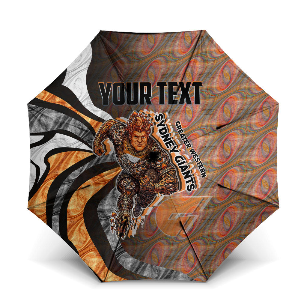 Personalised Greater Western Sydney Giants Umbrella Trippy Psychedelic Abstract Art Mascot Football Fans