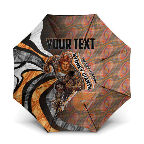Personalised Greater Western Sydney Giants Umbrella Trippy Psychedelic Abstract Art Mascot Football Fans