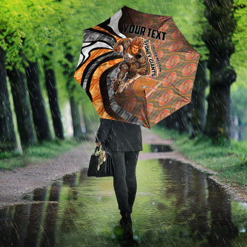 Personalised Greater Western Sydney Giants Umbrella Trippy Psychedelic Abstract Art Mascot Football Fans