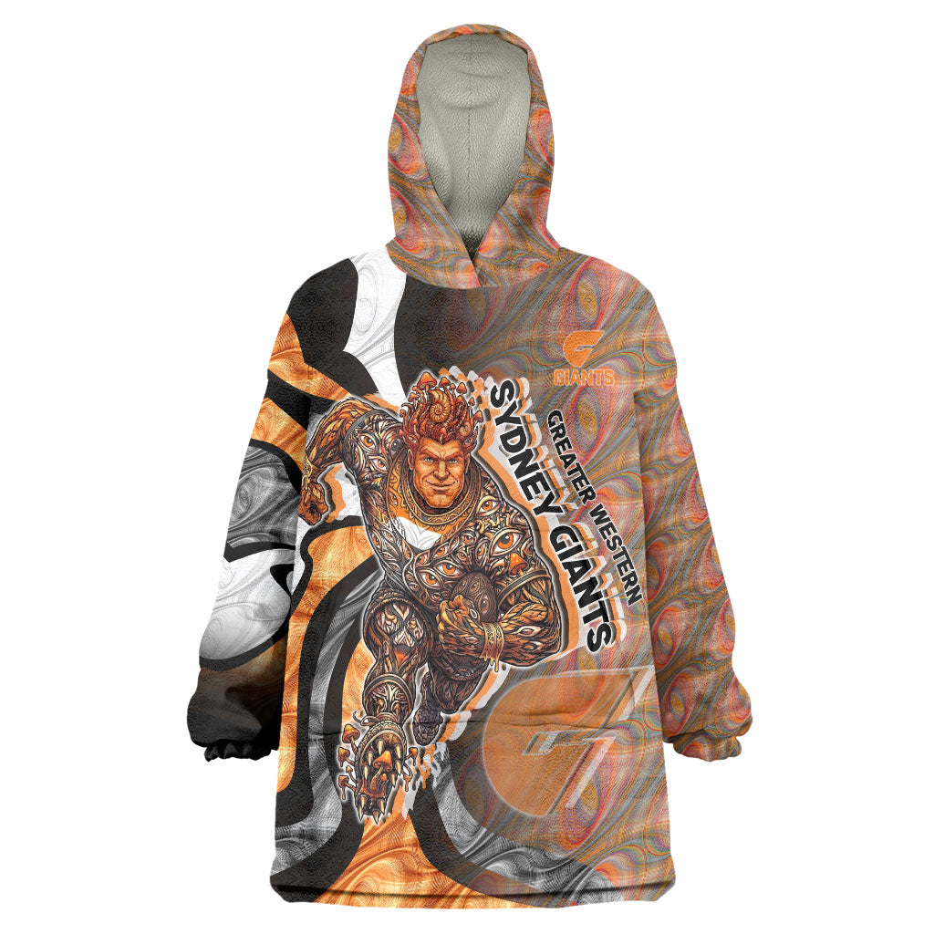 Personalised Greater Western Sydney Giants Wearable Blanket Hoodie Trippy Psychedelic Abstract Art Mascot Football Fans