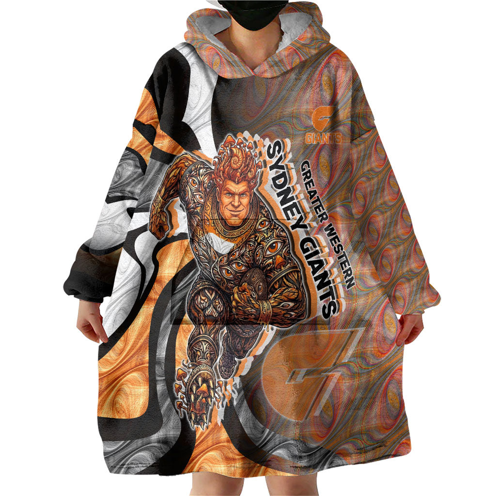 Personalised Greater Western Sydney Giants Wearable Blanket Hoodie Trippy Psychedelic Abstract Art Mascot Football Fans