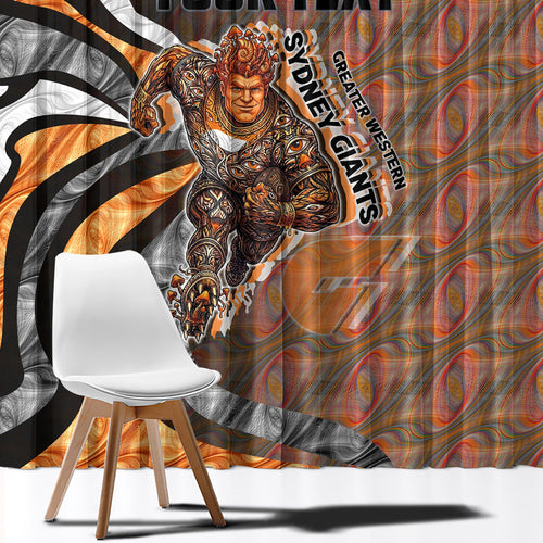 Personalised Greater Western Sydney Giants Window Curtain Trippy Psychedelic Abstract Art Mascot Football Fans