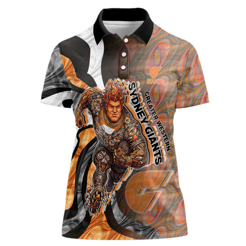Personalised Greater Western Sydney Giants Women Polo Shirt Trippy Psychedelic Abstract Art Mascot Football Fans