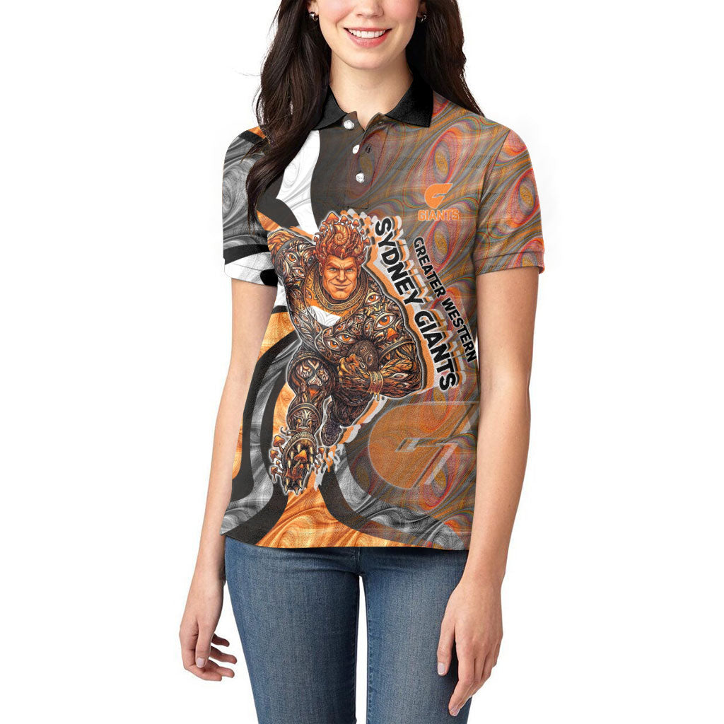 Personalised Greater Western Sydney Giants Women Polo Shirt Trippy Psychedelic Abstract Art Mascot Football Fans