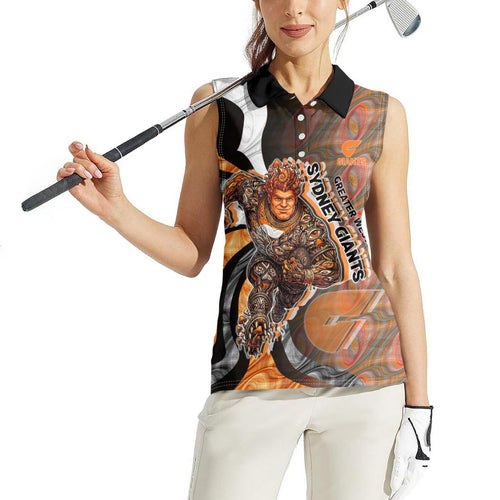 Personalised Greater Western Sydney Giants Women Sleeveless Polo Shirt Trippy Psychedelic Abstract Art Mascot Football Fans