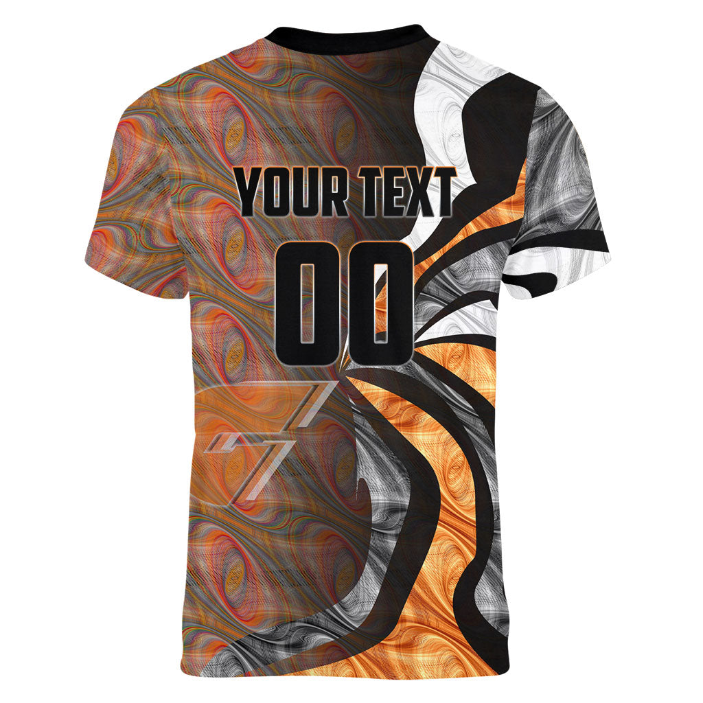 Personalised Greater Western Sydney Giants Women V-Neck T-Shirt Trippy Psychedelic Abstract Art Mascot Football Fans