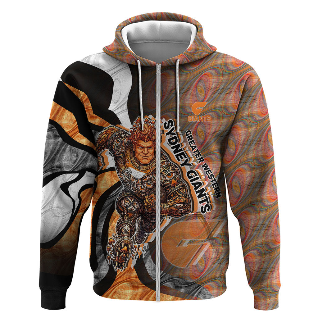 Personalised Greater Western Sydney Giants Zip Hoodie Trippy Psychedelic Abstract Art Mascot Football Fans
