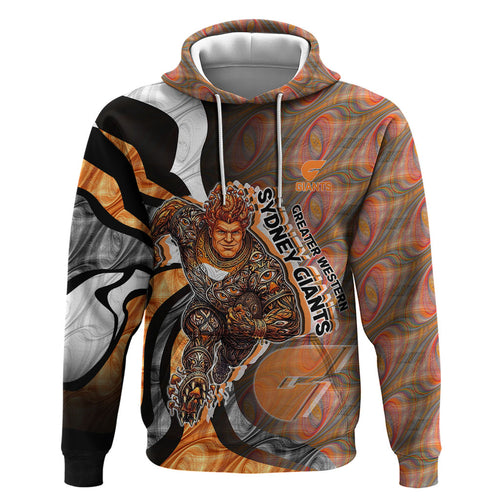 Personalised Greater Western Sydney Giants Zip Hoodie Trippy Psychedelic Abstract Art Mascot Football Fans