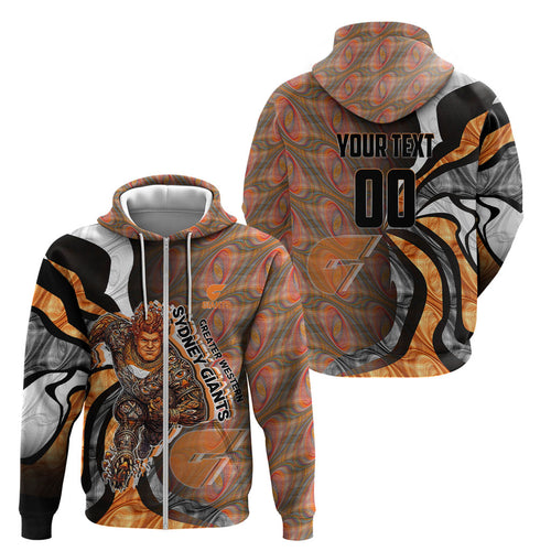 Personalised Greater Western Sydney Giants Zip Hoodie Trippy Psychedelic Abstract Art Mascot Football Fans